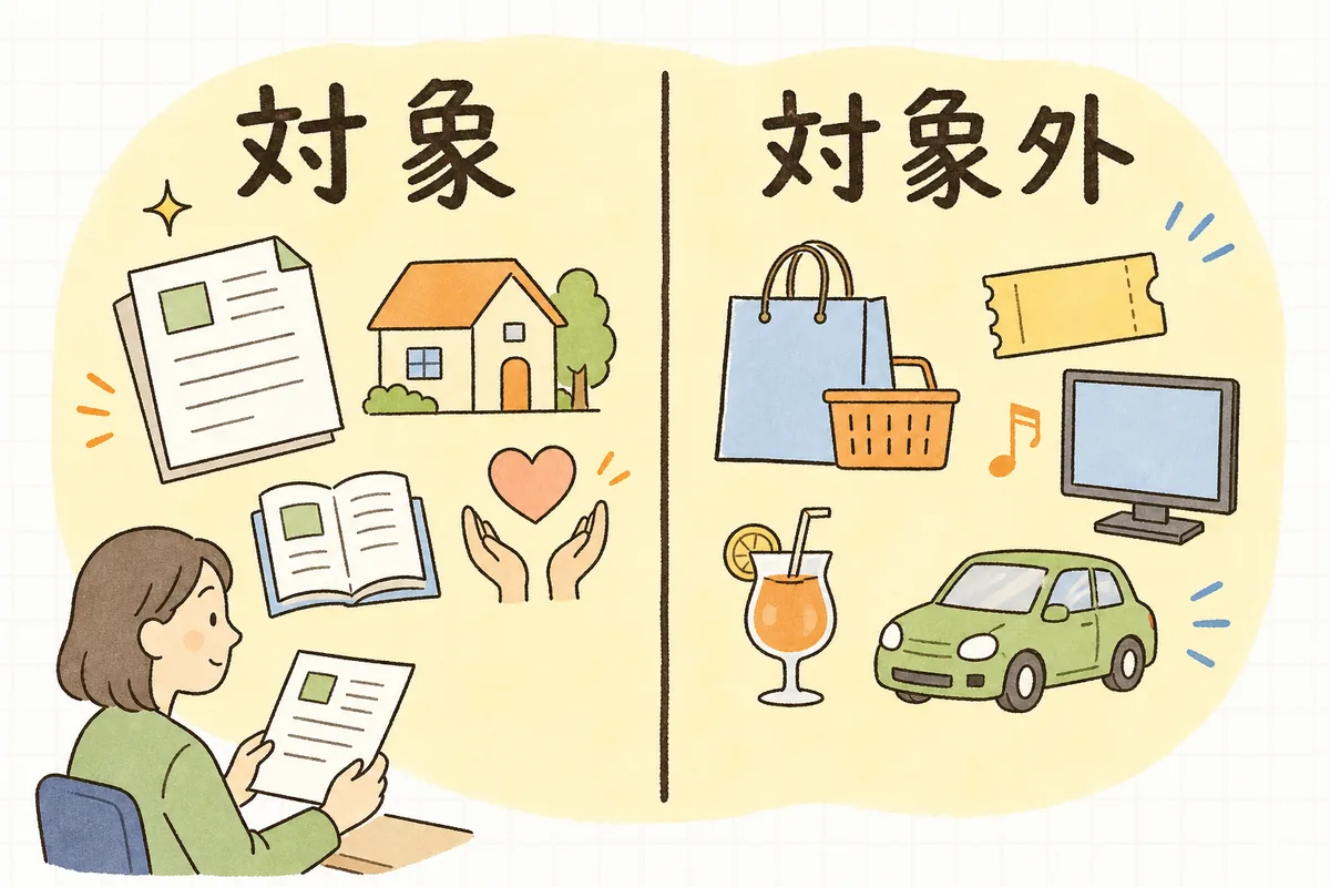 限度額に含まれるサービスと含まれないものを左右に分けて示した、やわらかい雰囲気の仕分け図